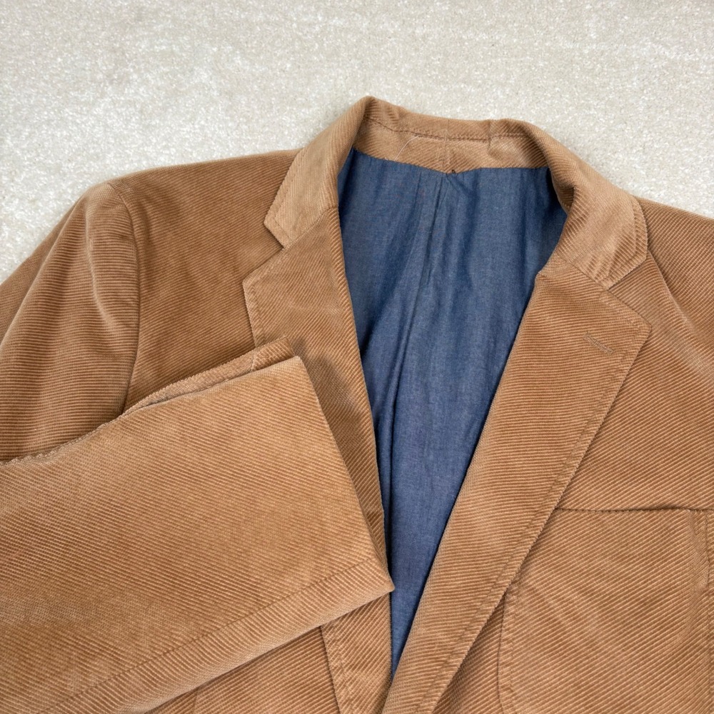 Johnston & Murphy Mens Tan Camel Corduroy 2-Button Blazer Sport Coat 42 See desc